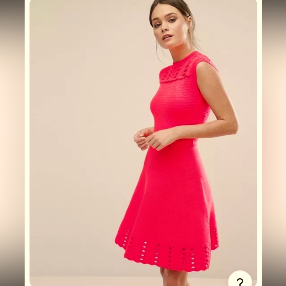 Ted Baker Hot Pink Fit-and-Flare Knit Dress